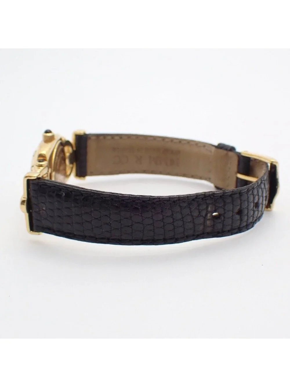 Gucci Quartz Watch Gold Black Dial Leather Strap Pawn
